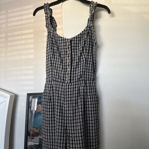 Black and White Plaid Women's Romper
